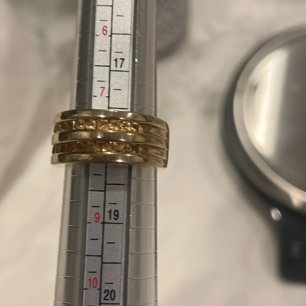 Vintage Galaxy Ring Round & Square Champagne CZ Citrine Yellow Sapphire | RARE